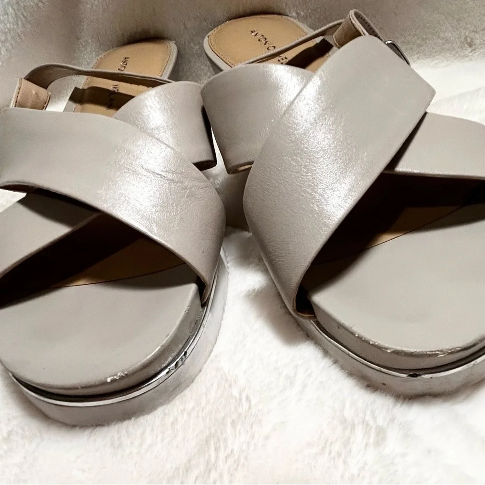 WOMENS SIZE 9.5M TAUPE/LIGHT GRAY ANTONIO MELANI SANDALS